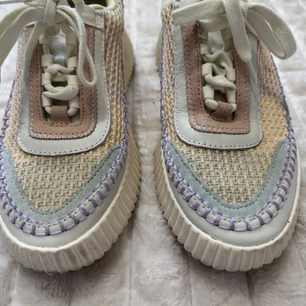Dolce Vita‎ 7.5 Dolen Lace Up Sneakers Shoes ~ Pastel Rainbow Platform